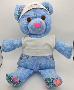 Vintage 1996 Tyco Doodle Bear Plush 16” – Blue Denim Look 90s Stuffed Animal - Picture 1 of 13