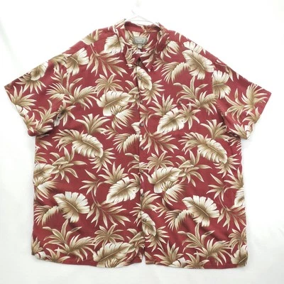 Camisa Fundición Para Hombres 4XL Roja Tostada Hawaiana Floral Abotonada Manga Corta Foto 1 de 4