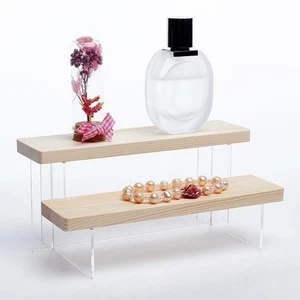 2-Tier Wooden Display Riser Shelf, Antique White Tabletop Small Food Stand Ri... - Picture 1 of 6
