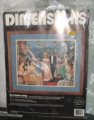 1994 Dimensions #1428 AN ELEGANT AFFAIR Crewel Kit Victorian Society Gilded Age - Image 1 of 4