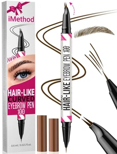 Curved Eyebrow Pen - Eyebrow Pencil, Brow Pencil 2-In-1 Dual-Ended Microblading  - Picture 1 of 12