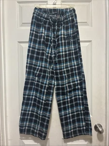 panthers fleece sleep pants thin wide leg comfy blue black and white - Picture 1 of 4