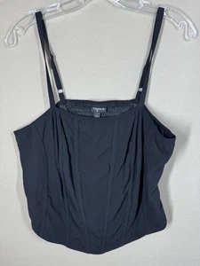 Torrid Corset Tank Top Womens 1 Black Adjustable Straps Smocked Back Bustier - Picture 1 of 9