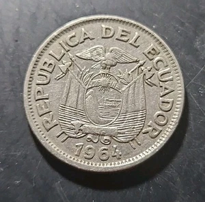 1964 ECUADOR 1 SUCRE COIN -(KM.#78b) - Picture 1 of 2