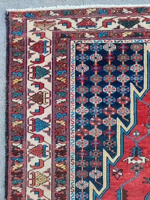 红色古董地毯 4x6, 土耳其地毯 4x6 复古, Heriz 地毯 4x6, 东方地毯羊毛 — 第 1/4 张图片