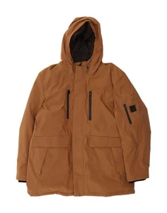 DKNY Mens Hooded Padded Jacket UK 42 XL Brown Polyester CY49 - Picture 1 of 3