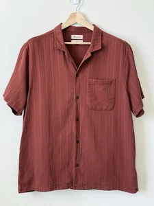 Camicia da campeggio Madewell Easy Fit top a righe testurizzate taglia XL colore ruggine 100% cotone - Foto 1 di 8