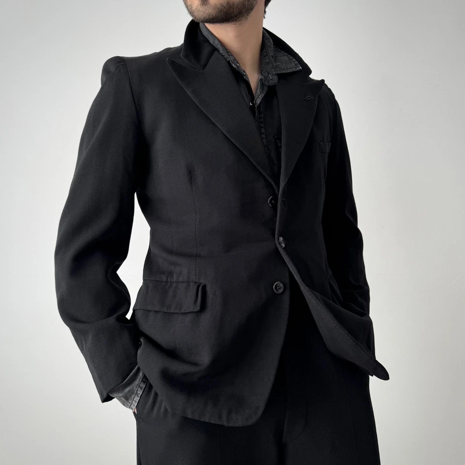 1940s Vintage Swiss Two Piece Black Wool Suit Size S/M - Image 1 of 4