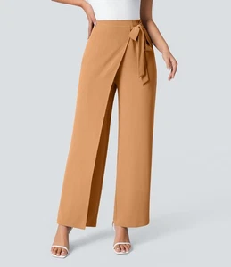 NWT Halara High Waisted Tie Side Wide Leg Work Pants Size XL - Picture 1 of 14