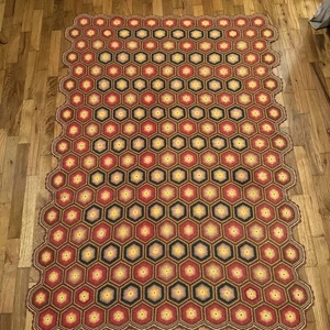 Vintage MCM Crochet Afghan Blanket Colorful Throw Multicolor 46 x 64 Cottage - Picture 1 of 9