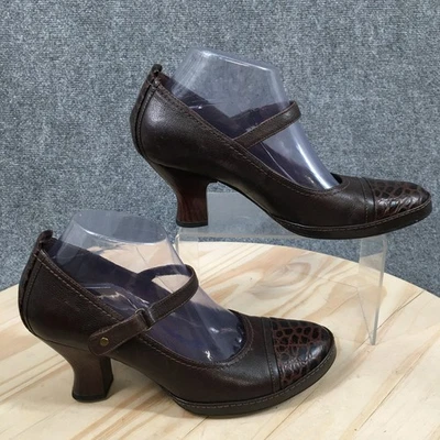 Clarks индиго туфли женщин 9 М повседневный крышка носок Мэри Джейн насосы коричневый кожаный каблуки - Изображение 1 из 4