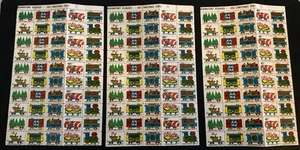 FRANCOBOLLI VINTAGE 1967 SIGILLI DI NATALE 3 FOGLI COMPLETI 100 ASSOCIAZIONI POLMONARI AMERICANE - Foto 1 di 2