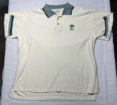 VTG Pebble Beach Golf Polo Shirt Sz Large Crème & Green 100% Cotton J Michael - Image 1 of 4