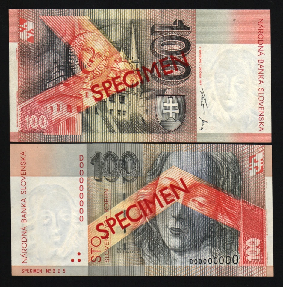 SLOVAKIA 100 KORUN NEW 1998 EURO *SPECIMEN* MADONNA UNC RARE BILL BANK NOTE - Image 1 of 1
