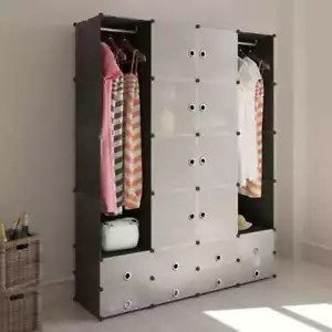 vidaXL Armadio Modulare 18 Scomparti Bianco e Nero 37x146x180,5 cm - Foto 1 di 8