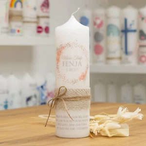 meinkerzenshop® Taufkerze mit Designdruck FENJA, personalisiert für Jungen und M - Bild 1 von 7