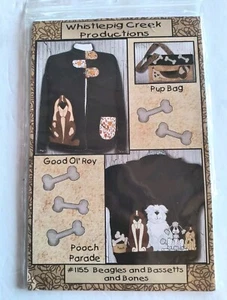 Whistlepig Creek 1155 Beagles & Bassetts, bolsa de cachorro con huesos de perro, patrón de sudadera  - Imagen 1 de 4