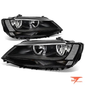 FOR 11-18 VOLKSWAGEN JETTA CHROME HOUSING HALOGEN HEADLIGHTS LAMPS PAIR - Picture 1 of 7