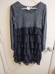 Young Threads Fashionably Young Black Dress Sheer Ruffles Size Lg NWT #9314 - Picture 1 of 4