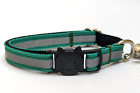 Green Reflective Cat Collar - Handmade Breakaway With Bell - 3 Sizes Available
