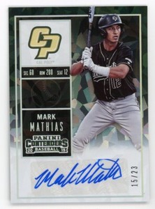 2015 Mark Mathias Panini Contenders Baseball Cracked Ice Auto /23 #41