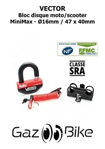 Cadenas Antivol bloque-disque VECTOR Minimax+ SRA avec support moto AVEC FACTURE - Imagen 1 de 4