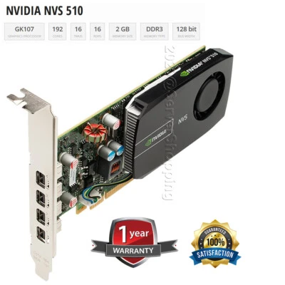 HP NVIDIA Quadro NVS 510 2GB DDR3 Graphics C2J98AT 4K Support C2J98AA C2J84AV - Image 1 of 4