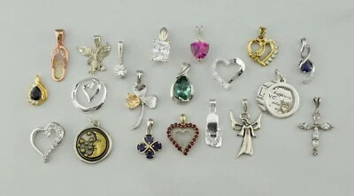 Lote de 20 - Colgantes de plata de ley con múltiples piedras preciosas rubí zafiro - Venta al por mayor Foto 1 de 3