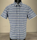 Banana Republic Soft Wash Short Sleeve Cotton Shirt Sz M Blue White Striped