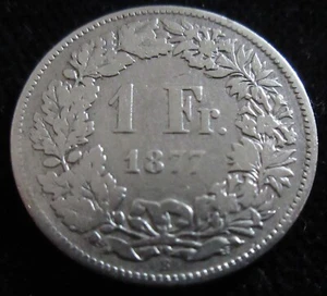 MDS SCHWEIZ SWITZERLAND 1 FRANKEN 1877 B "HELVETIA", SILBER #PS - Bild 1 von 2