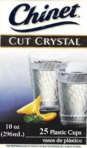 Chinet 10 oz Cut Crystal Plastic Home or Party Cups Disposable Reusable 25 Pack - Picture 1 of 1