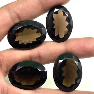 4 Pcs Natural Smokey Quartz 26.7-28mm Oval Cut Loose Gemstones Lot 170 Cts - Picture 1 of 20