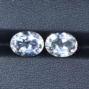 Coppia Video Ovali 3,83 Cts Cristallo Perfetto Naturale "Goshenite" Berillo Bianco - Foto 1 di 2