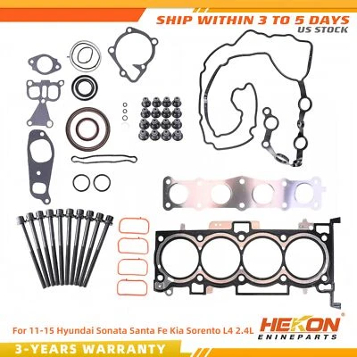 Juego completo de pernos de junta de culata para 11-15 Hyundai Sonata Santa Fe Kia Sorento L4 2,4 L Foto 1 de 4