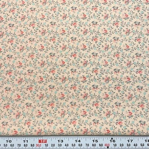 Vintage Peter Pan Fabrics Salmon Blue Florals Lt. Peach Cotton by the HALF YARD