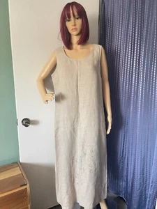 Vintage Style & Co Dress 16P Beige 100% Linen Sleeveless - Picture 1 of 7