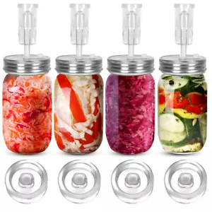 Kit-4 Glass Fermentation Weights,4 Fermenting Lids,4 airlocks,4 Silicone Rings,5 - Picture 1 of 6