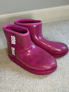 UGG Women's Classic Clear Pink Waterproof Rain Boots Size 9 - Picture 1 of 9
