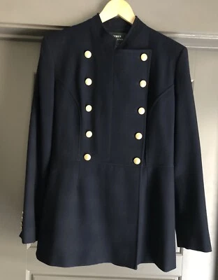 Vintage Ralph Lauren Womens 10 Blue Wool Double Breasted Military Style Luxury - Image 1 of 4