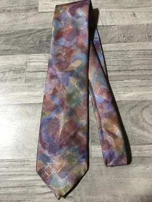 "Corbata vintage Oscar De La Renta de poliéster acuarela para hombre 56"" W14" Foto 1 de 3