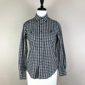 Blusa Camisa Ralph Lauren Sport Mujer 4 Blanco y Negro Cuadros Franela Algodón LS - Imagen 1 de 7