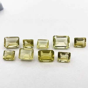 Lote de 9 piedras preciosas sueltas de cuarzo limón natural corte octágono 8*10-12*16 mm 51 CT - Imagen 1 de 3