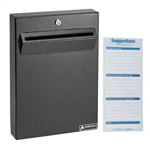 Large Wall Mounted Weatherproof Steel Drop Box Mailbox, Black - Picture 1 of 11