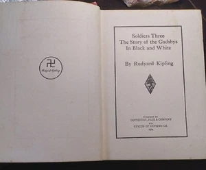 Rudyard Kipling Book Soldiers Three 1914 Swastika On Cover Library Discard - Picture 1 of 6