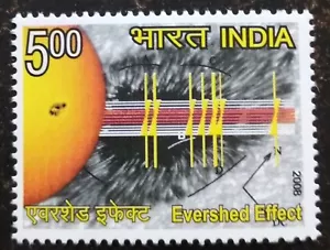 India 2008 Discovery of Evershed Effect Sunspot Astronomy Science MNH - Picture 1 of 3