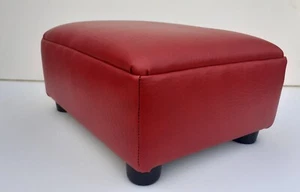 Footstool / Pouffe / Small Stool  /Blood  Red Textured Faux Leather. - Picture 1 of 19
