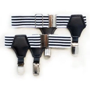 New 1Pair Suspender Double Grip Clip Men's Sock Garters Adjustable Elastic - Bild 1 von 25