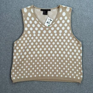 Bette Sung Polka Dot Sweater Vest Women's XL V-Neck Cropped Silk Blend New - Picture 1 of 6