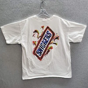 VINTAGE Snickers Men T-Shirt 2XL White Graphic Planet Mars Single Stitch Tee - Picture 1 of 11