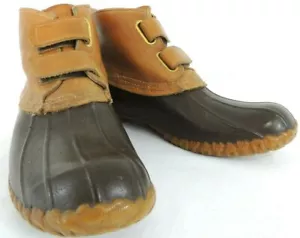Stivali LL Bean 12 M pelle marrone anatra 6" facili da caccia Maine vintage - Foto 1 di 12